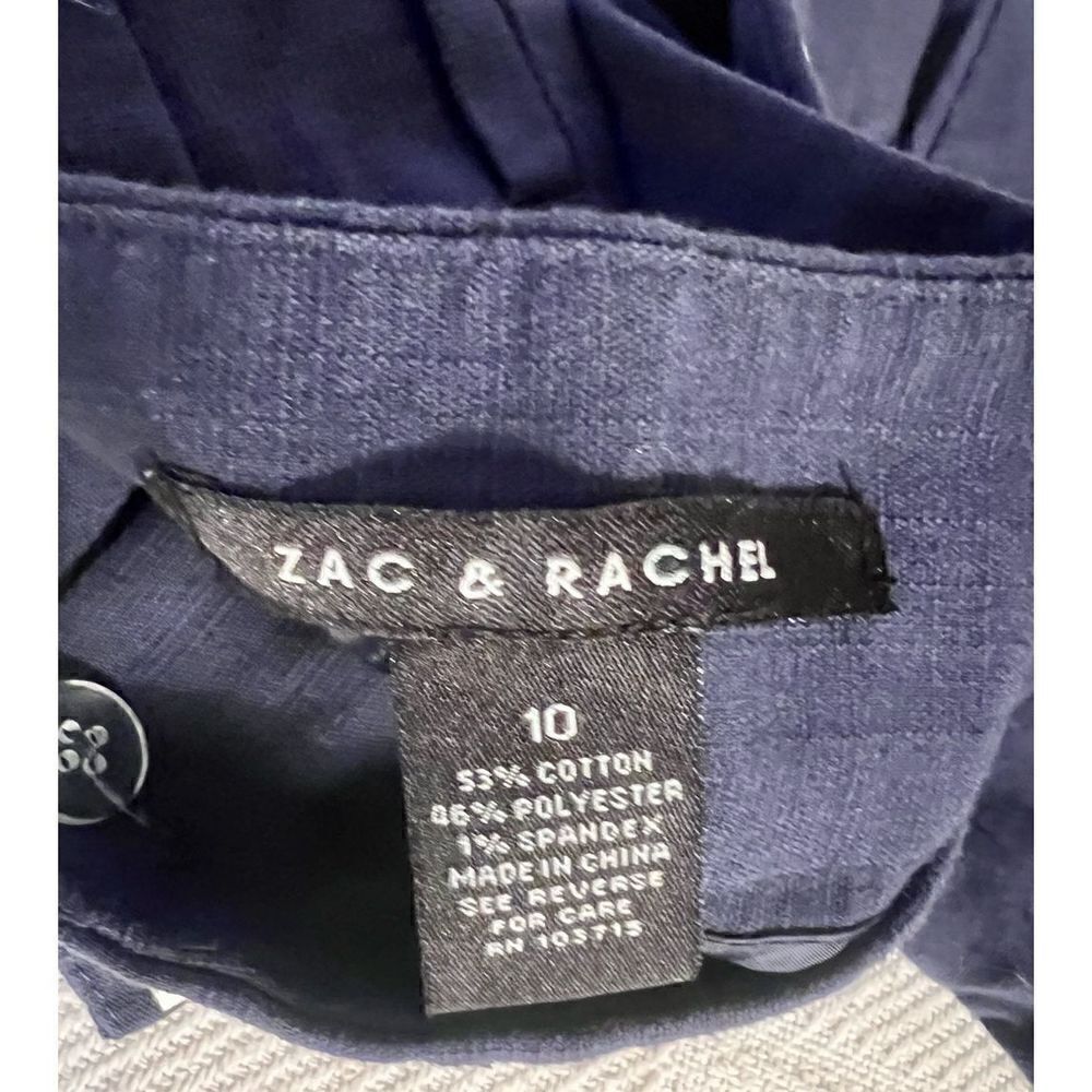 Zac & Rachel Women's Dress Cropped Pants Navy With Silver Detail Size 10 - Picture 3 of 11
